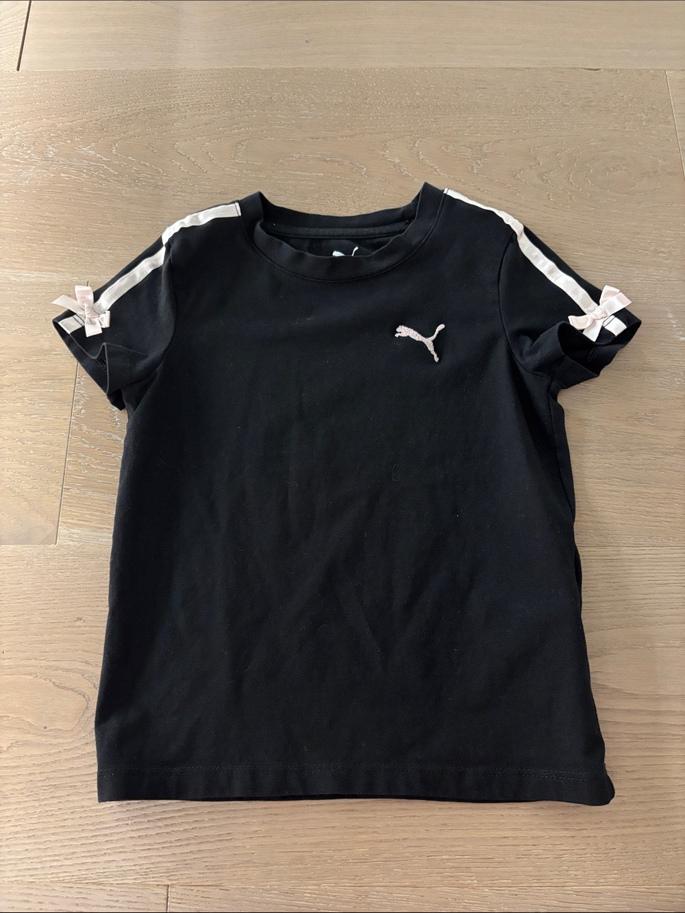 Puma Black Short Sleeve Tee with Pink Details